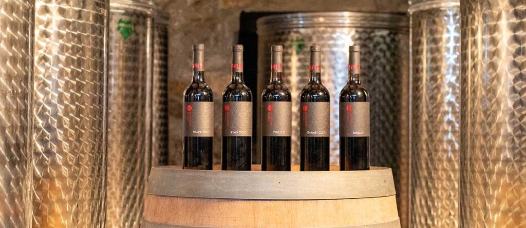 Wines in Ohrid region winery cellar 