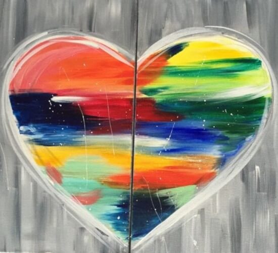 heart painted on canvas